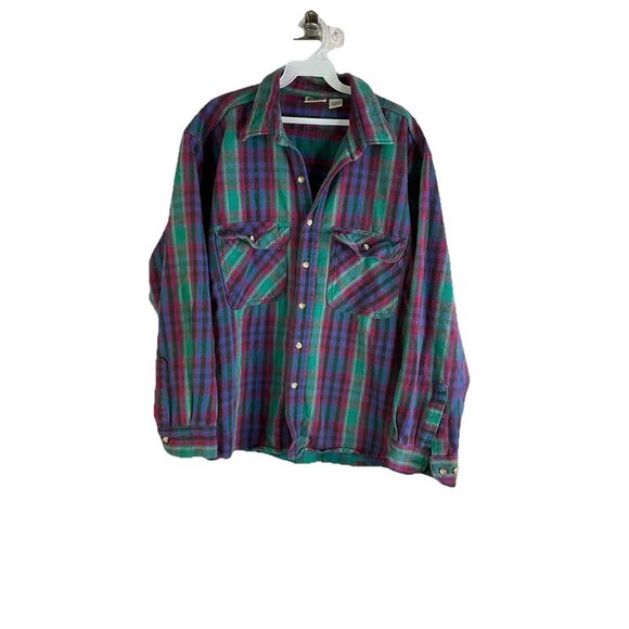 FiveBrother Other - Vintage 90s Fivebrother Rainbow Plaid Flannel Chamois Button Shirt